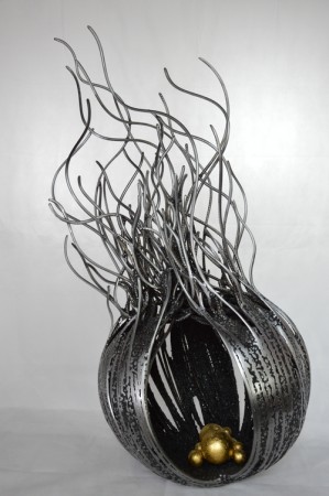 actinie_gm_metal_fusionne_et_feuille_d_or              110x50x50